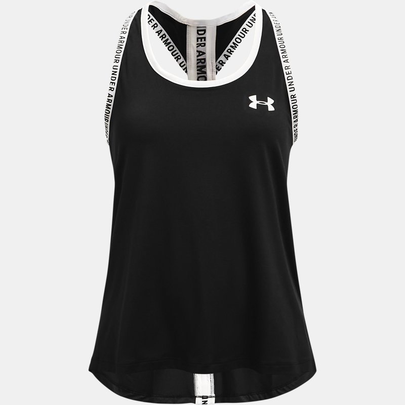 Girls'  Under Armour  Knockout Tank Black / White YXS (48 - 50 in)